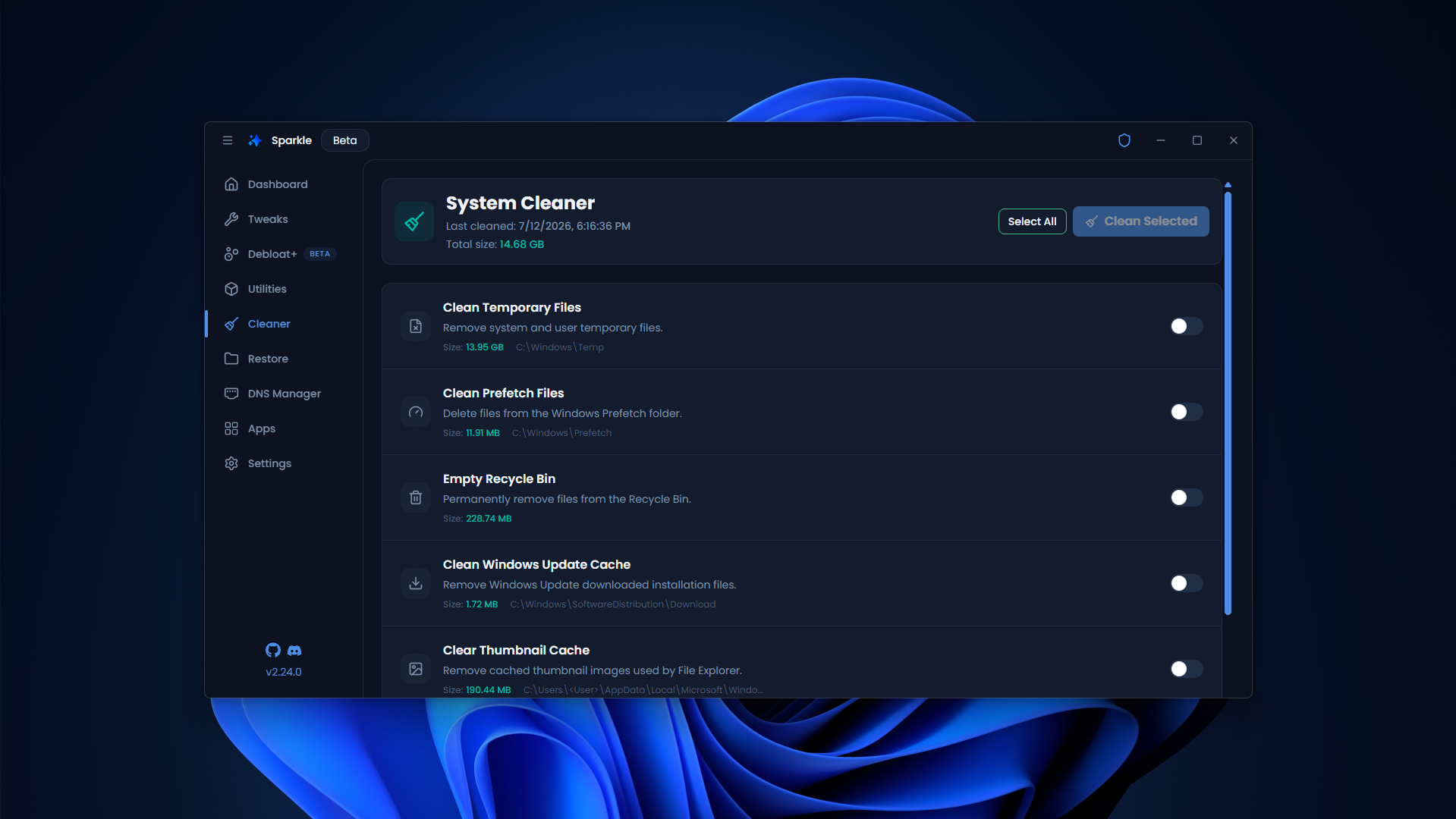 Sparkle feature: Temporary file cleanup