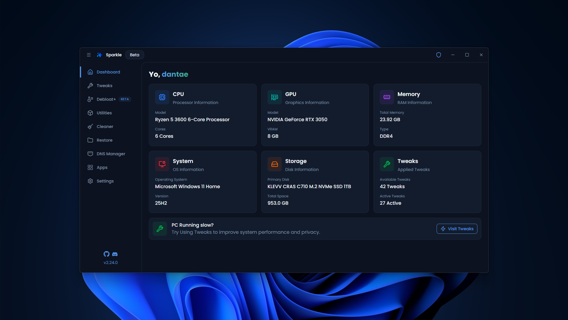 Sparkle Windows optimization software overview